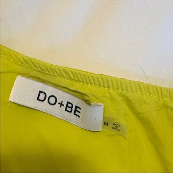 DO+BE One-Shoulder Lime Green Blouse with Gold Accent - Picture 2 of 4